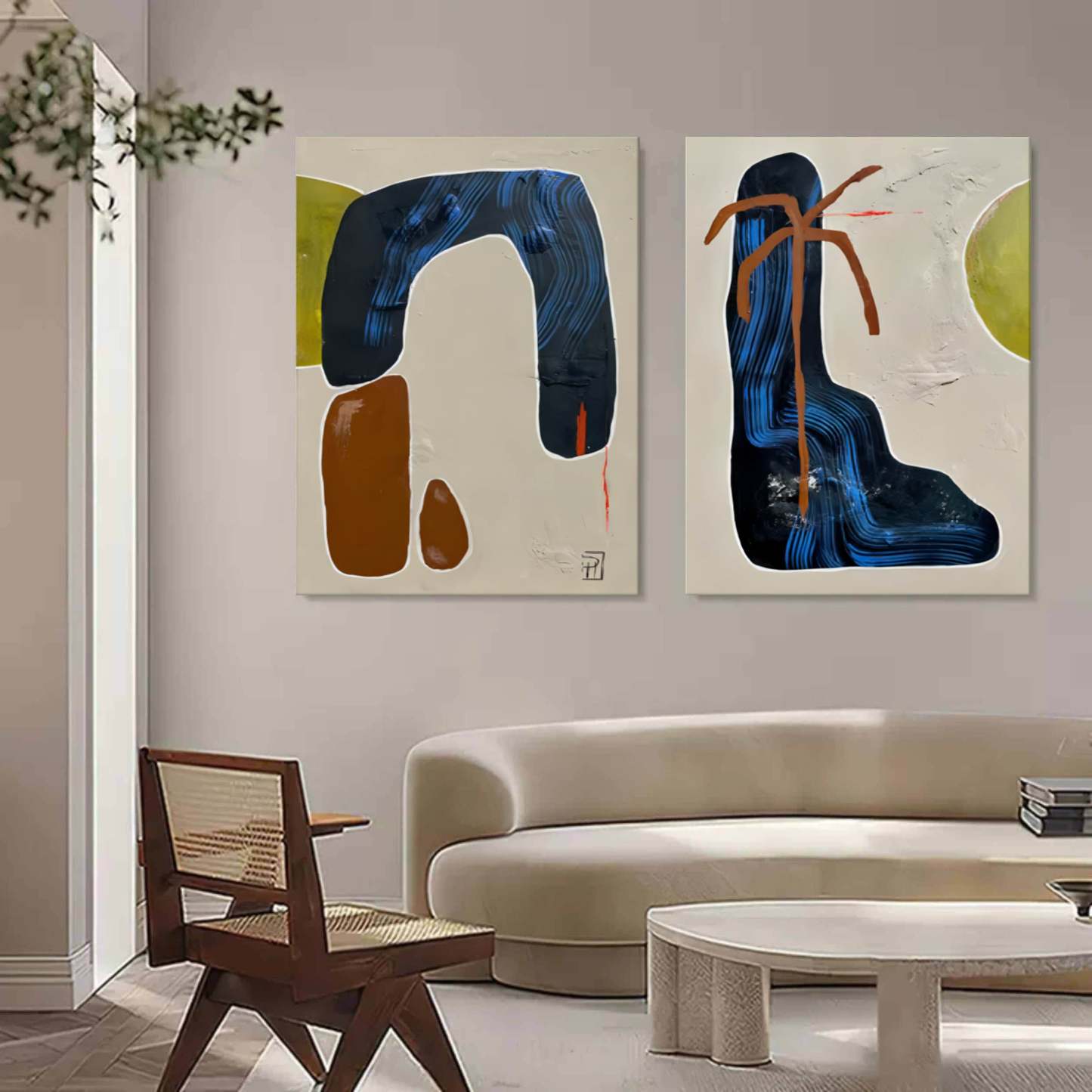 Abstract Painting Set Of 2 #SP147-Homemural