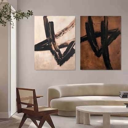 Plaster Art Painting hand - painted Set Of 2 #HM148-Homemural