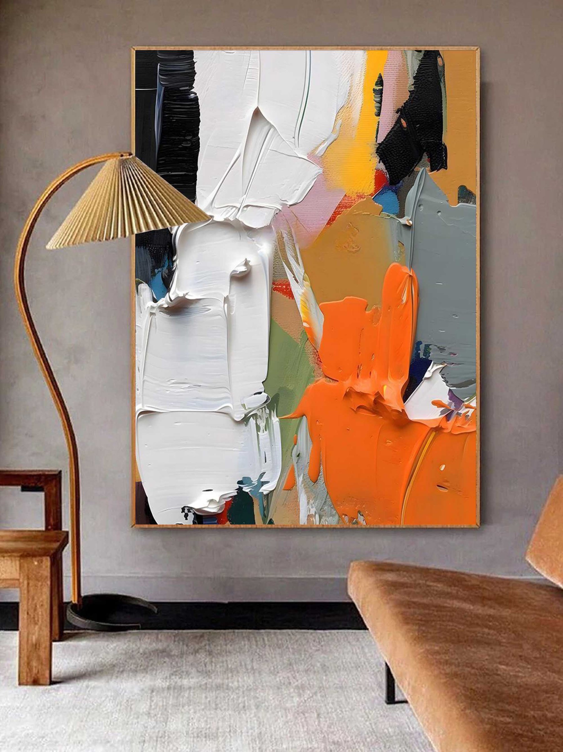 Plaster Art Painting hand - painted #HM673-Homemural