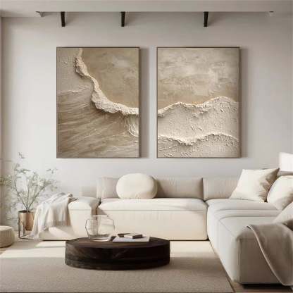 Plaster Art Painting hand - painted Set Of 2 #HM735