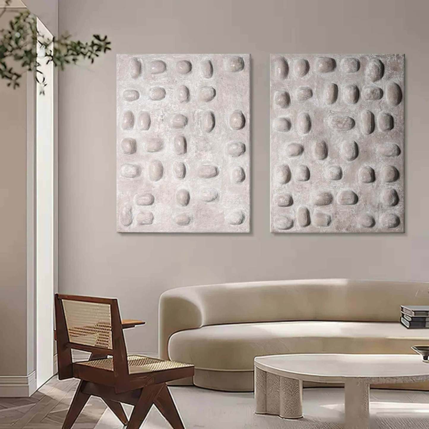 Wabi-Sabi Art Painting hand - painted Set Of 2 #HM641-Homemural