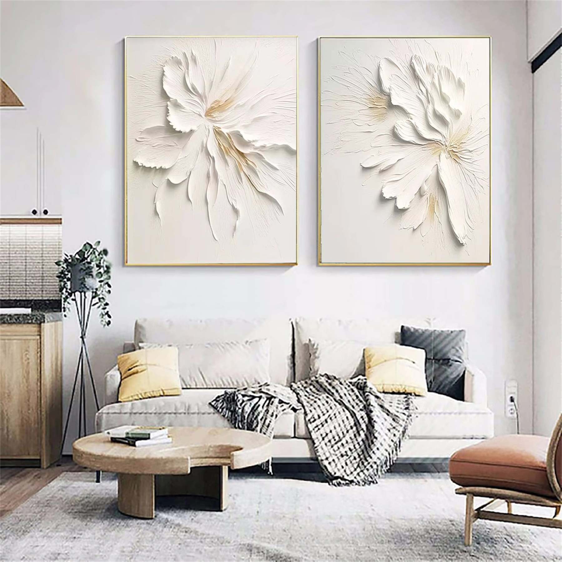 Plaster Art Painting hand - painted Set Of 2 #HM1432