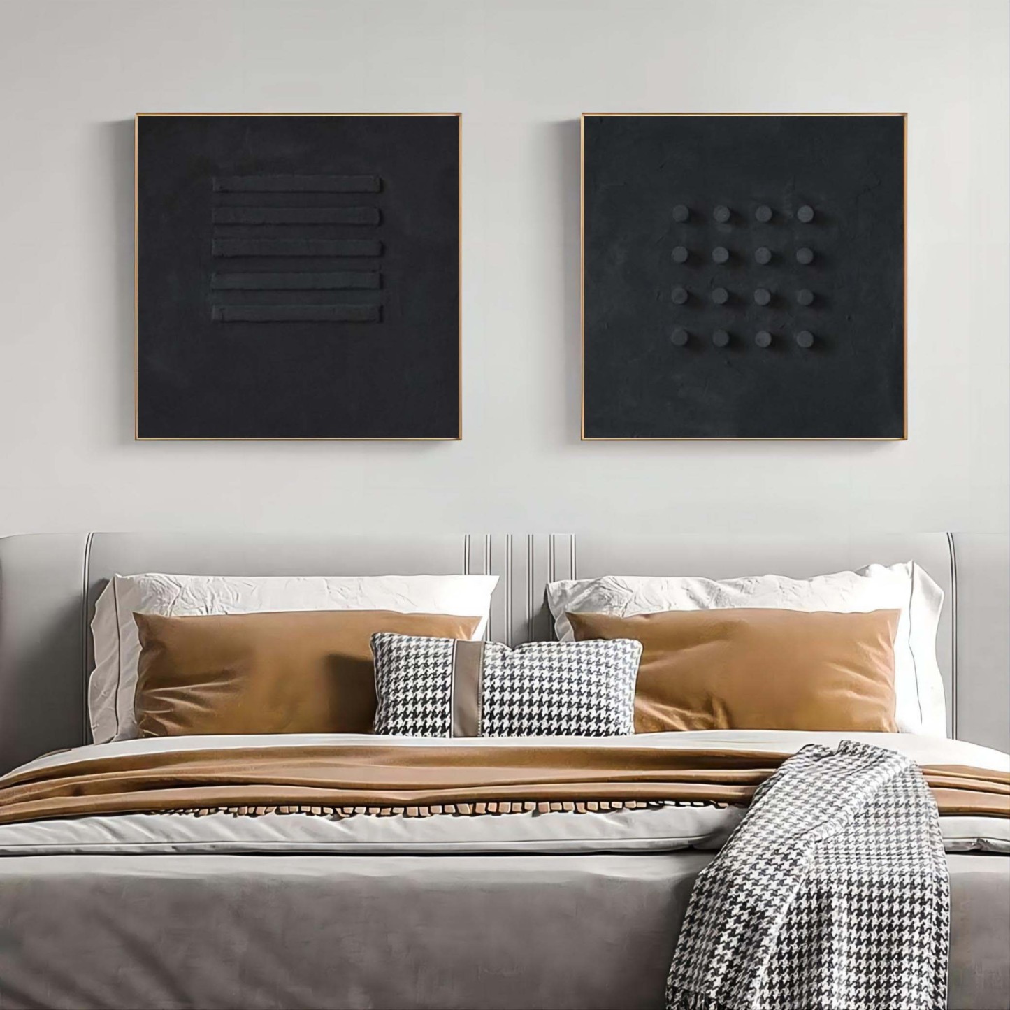 Plaster Art Painting hand - painted Set Of 2 #HM635-Homemural