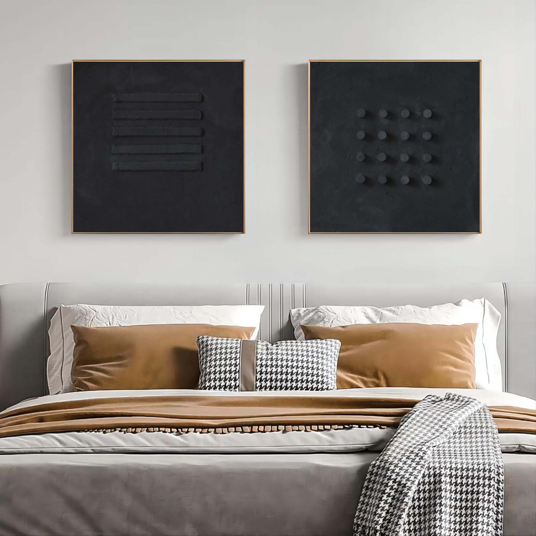 Plaster Art Painting hand - painted Set Of 2 #HM635-Homemural