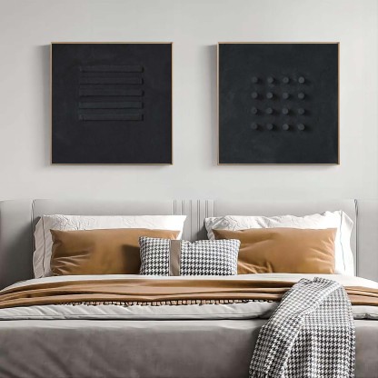 Plaster Art Painting hand - painted Set Of 2 #HM635-Homemural