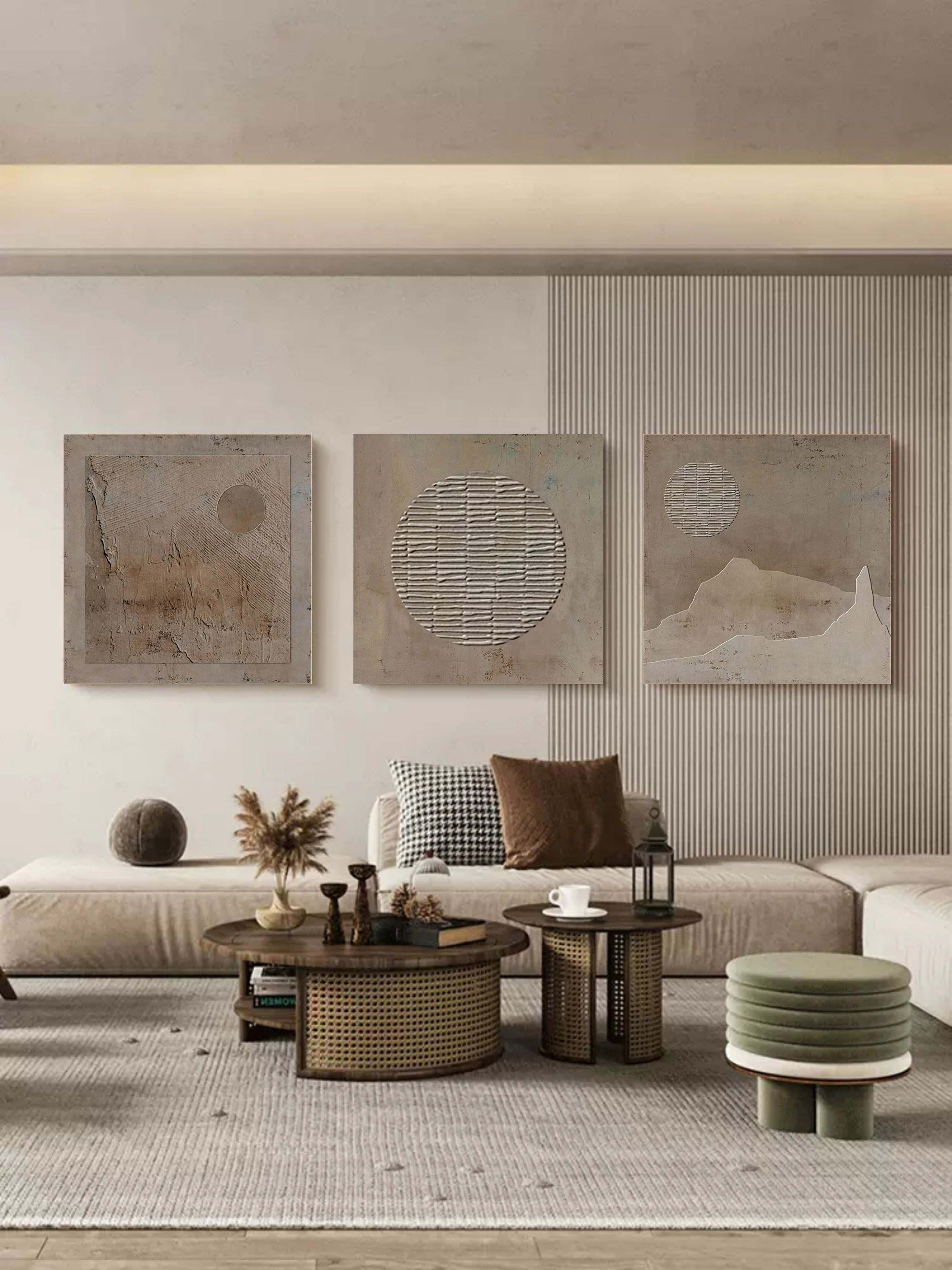 Plaster Art Painting hand - painted Set Of 3 #HM713-Homemural