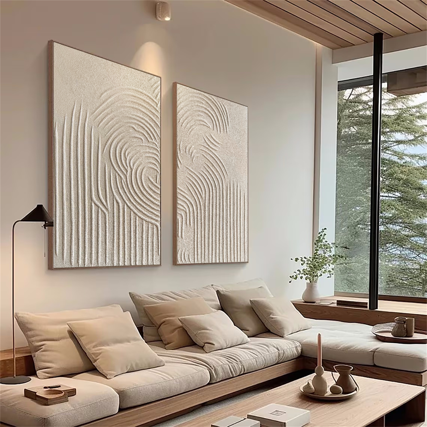 Plaster Art Painting hand - painted Set of 2 #HM1457