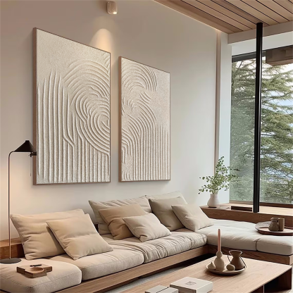 Plaster Art Painting hand - painted Set of 2 #HM1457