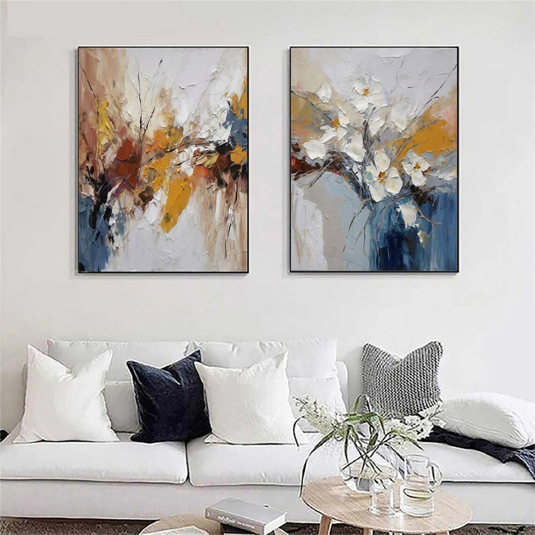 Colorful paintings art abstract wall art set of 2 oil paintings for wall decor 