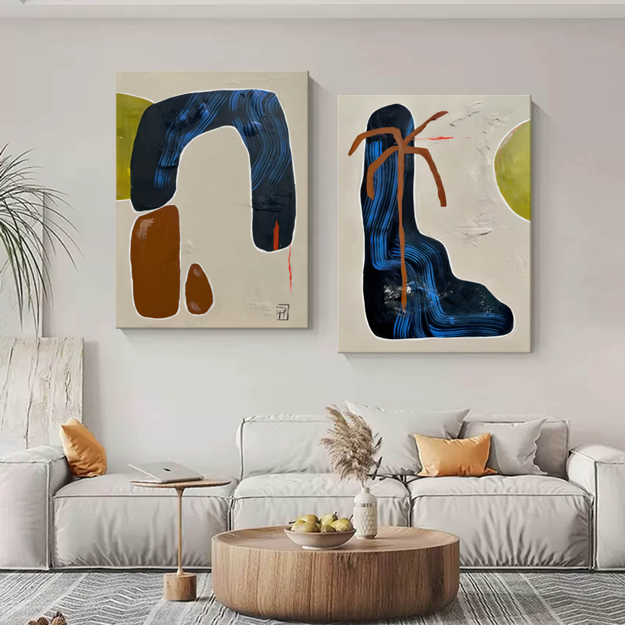 Abstract Painting Set Of 2 #SP147-Homemural