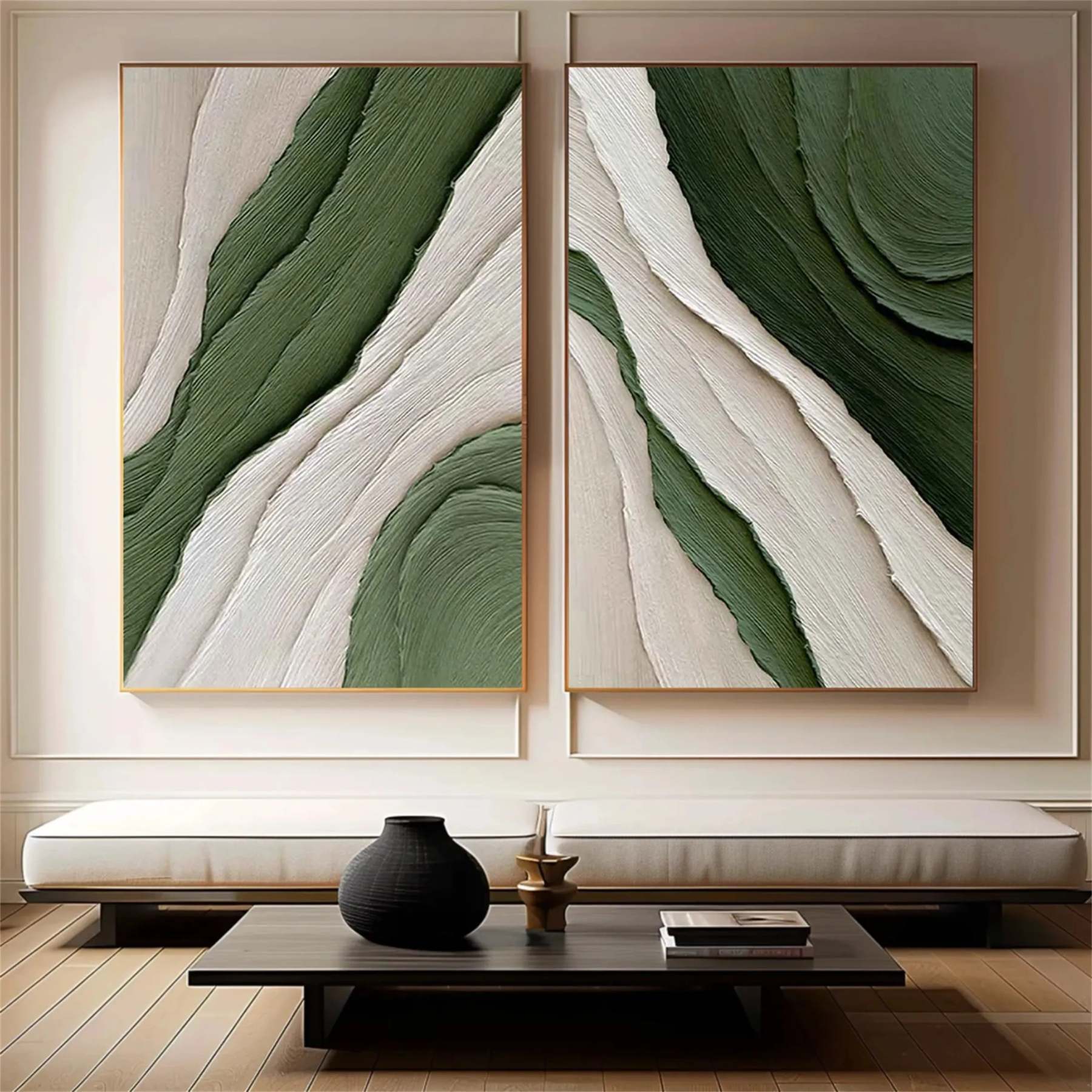 Plaster Art Painting hand - painted Set Of 2 #HM741