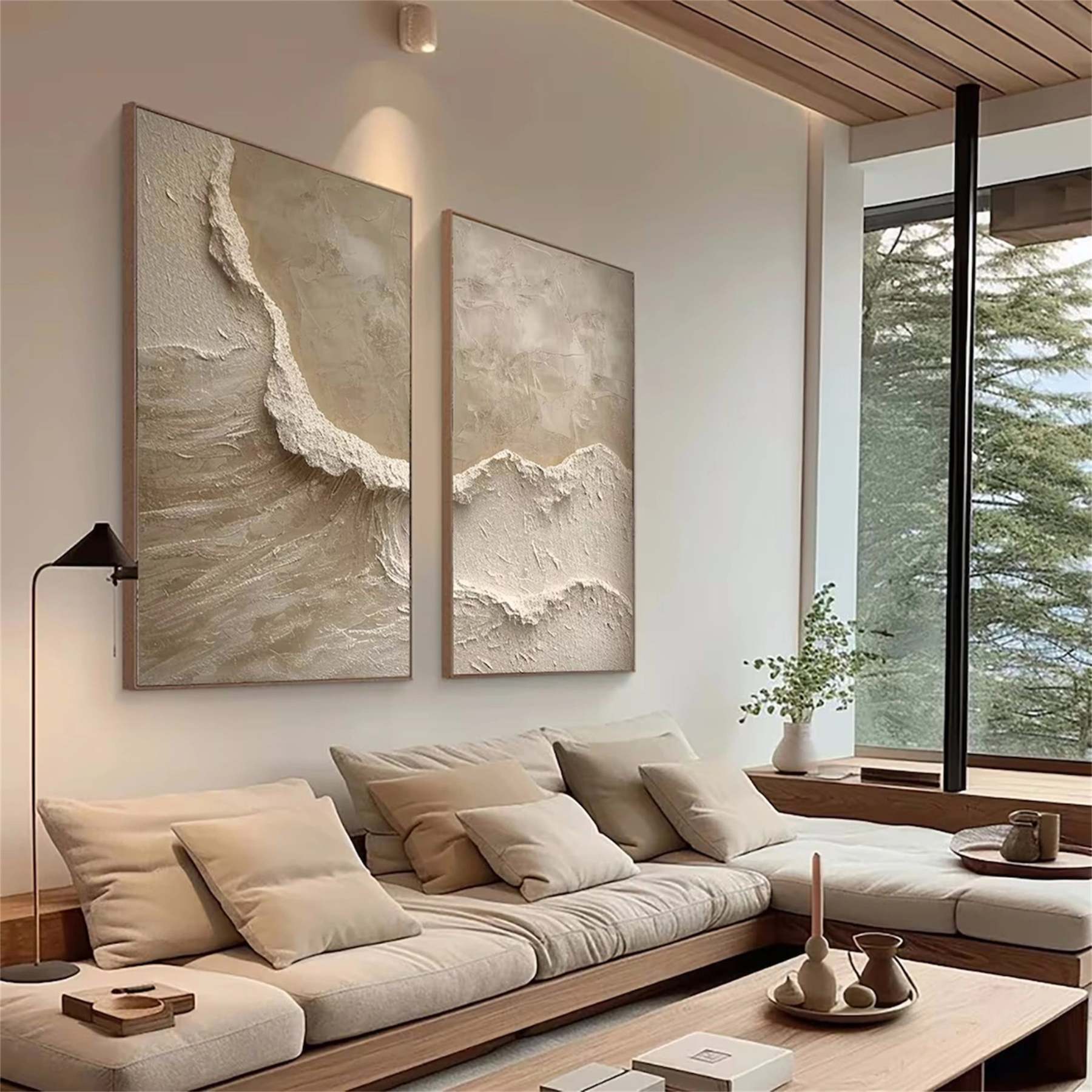 Plaster Art Painting hand - painted Set Of 2 #HM735