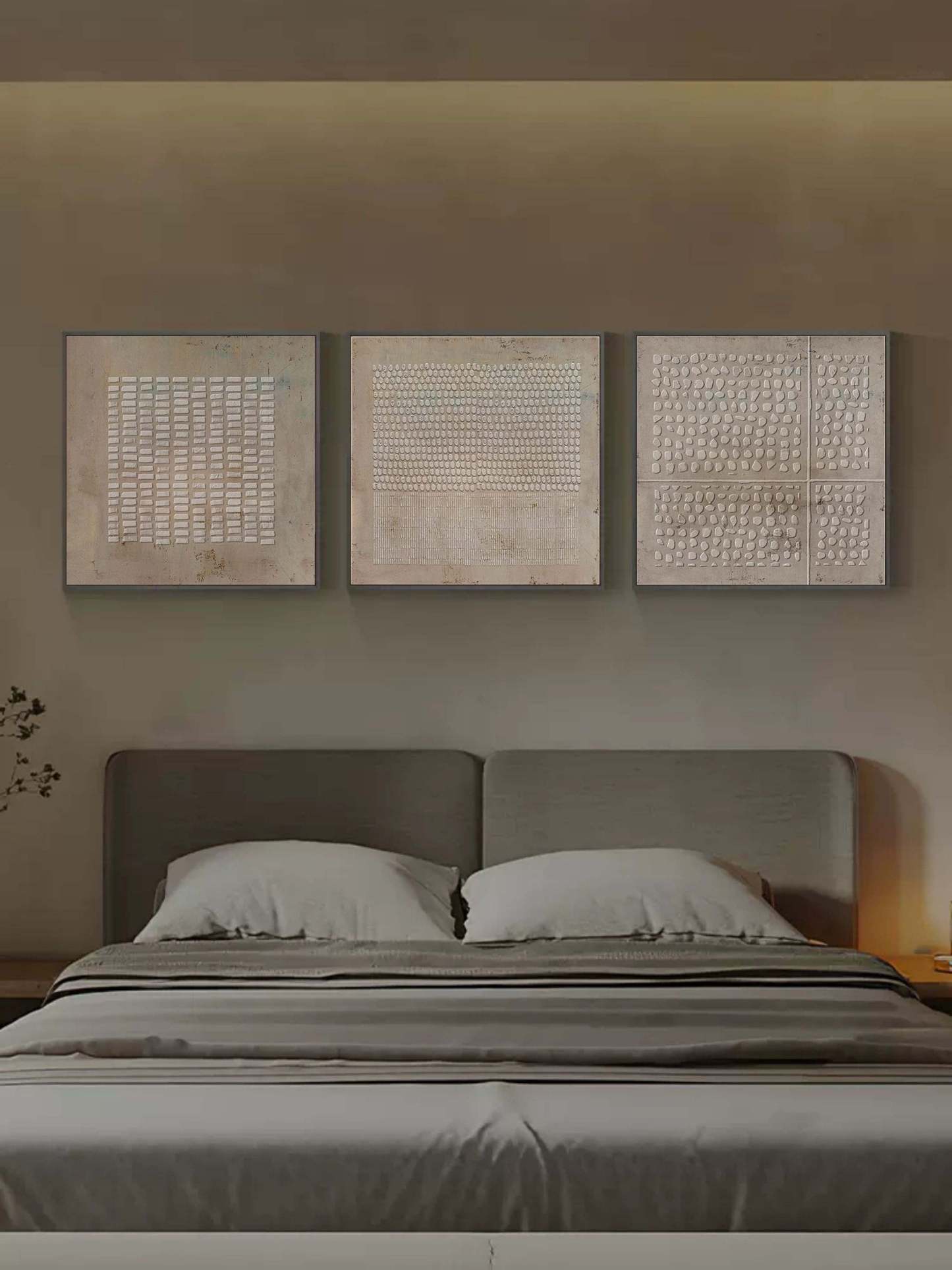 Plaster Art Painting hand - painted Set Of 3 #HM675-Homemural