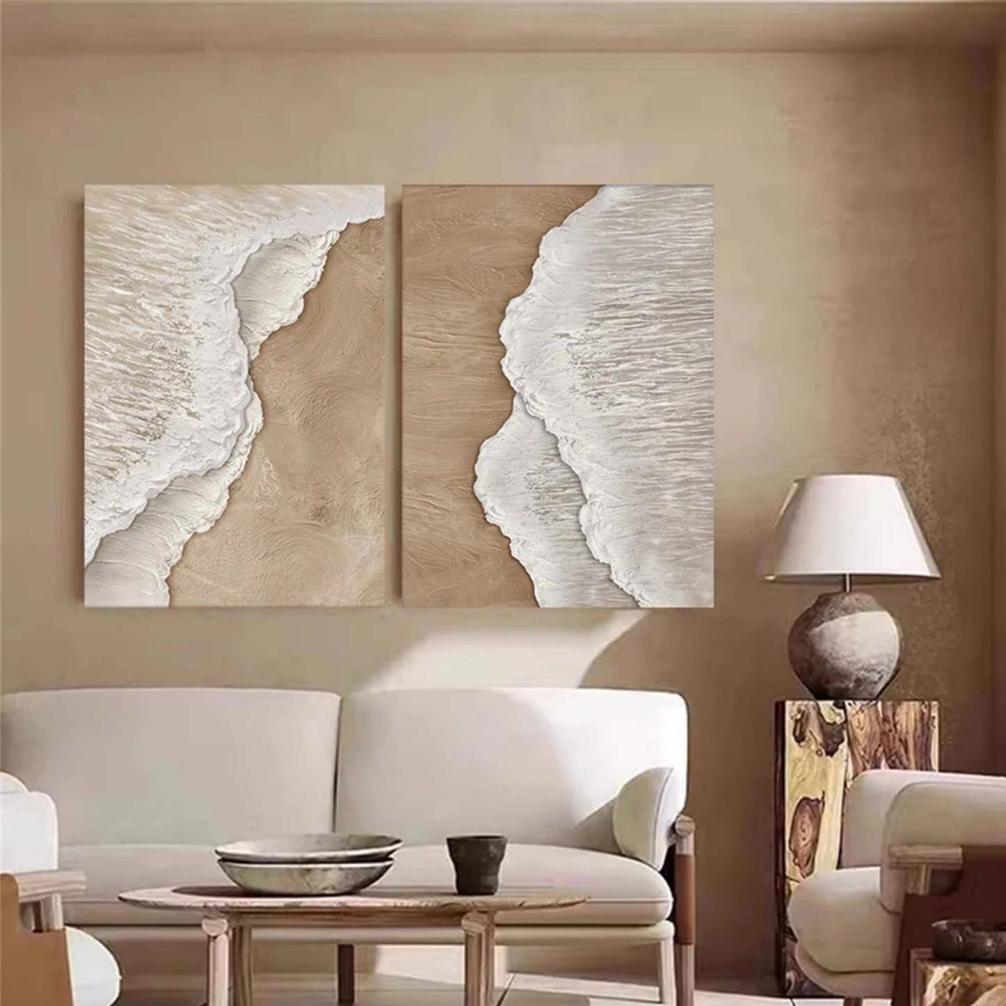 Plaster Art Painting hand - painted Set Of 2 #HM738