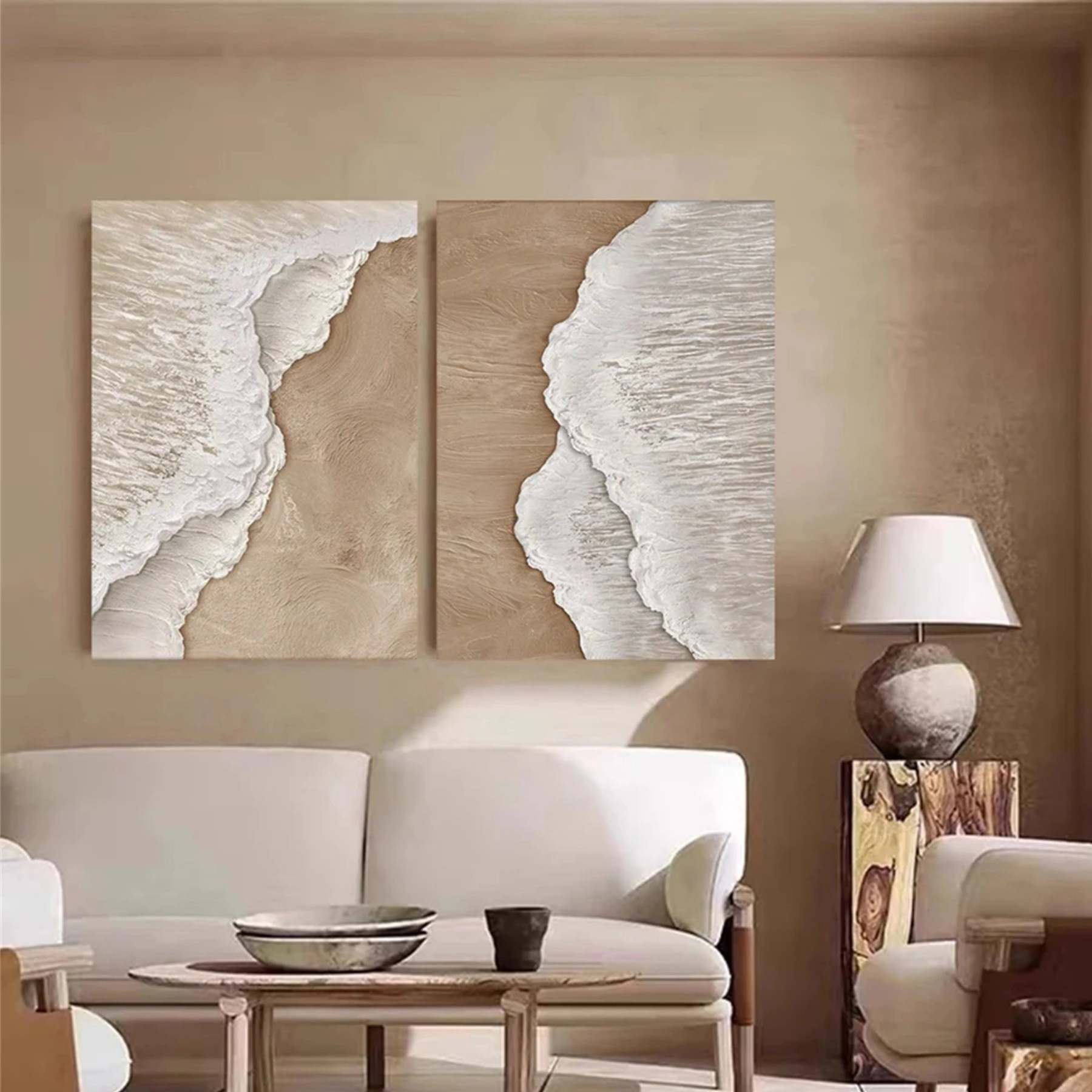 Plaster Art Painting hand - painted Set Of 2 #HM738