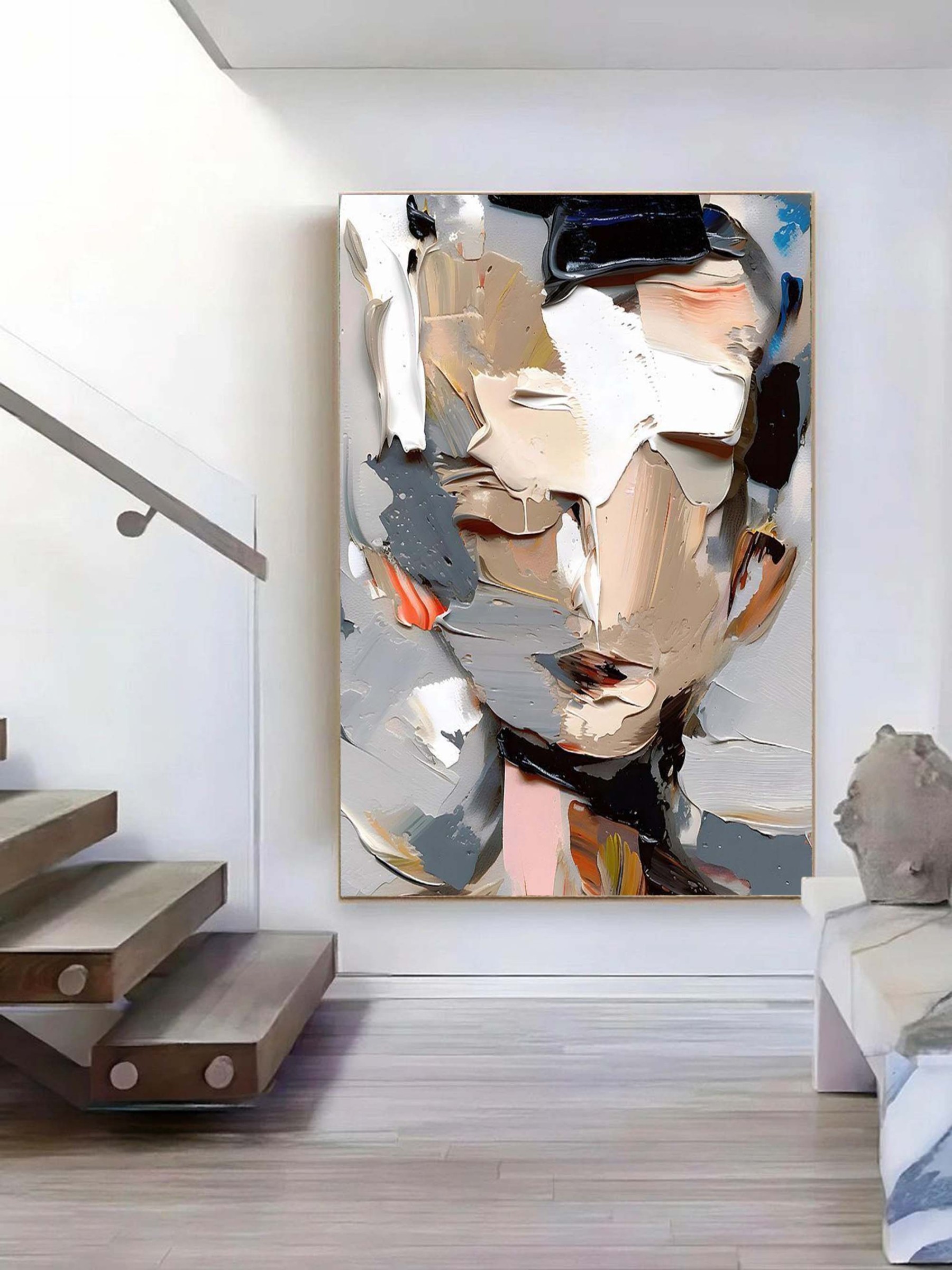 Plaster Art Painting hand - painted #HM672-Homemural