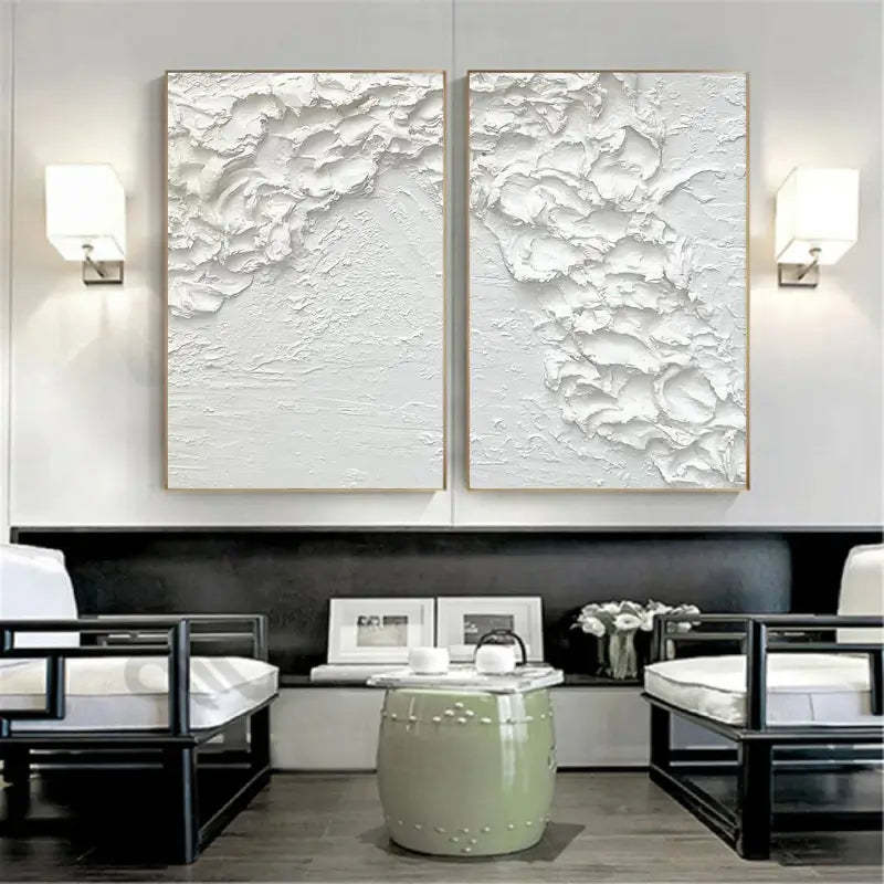 Plaster Art Painting hand - painted Set Of 2 #HM1415