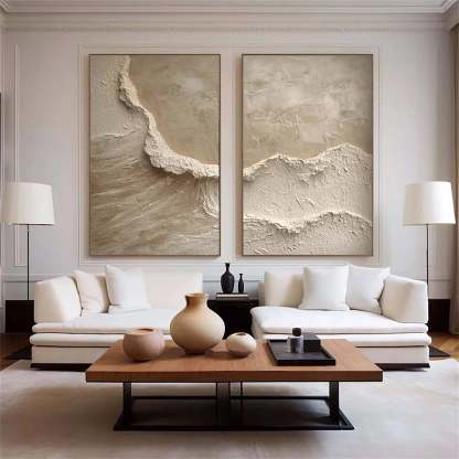 Plaster Art Painting hand - painted Set Of 2 #HM735
