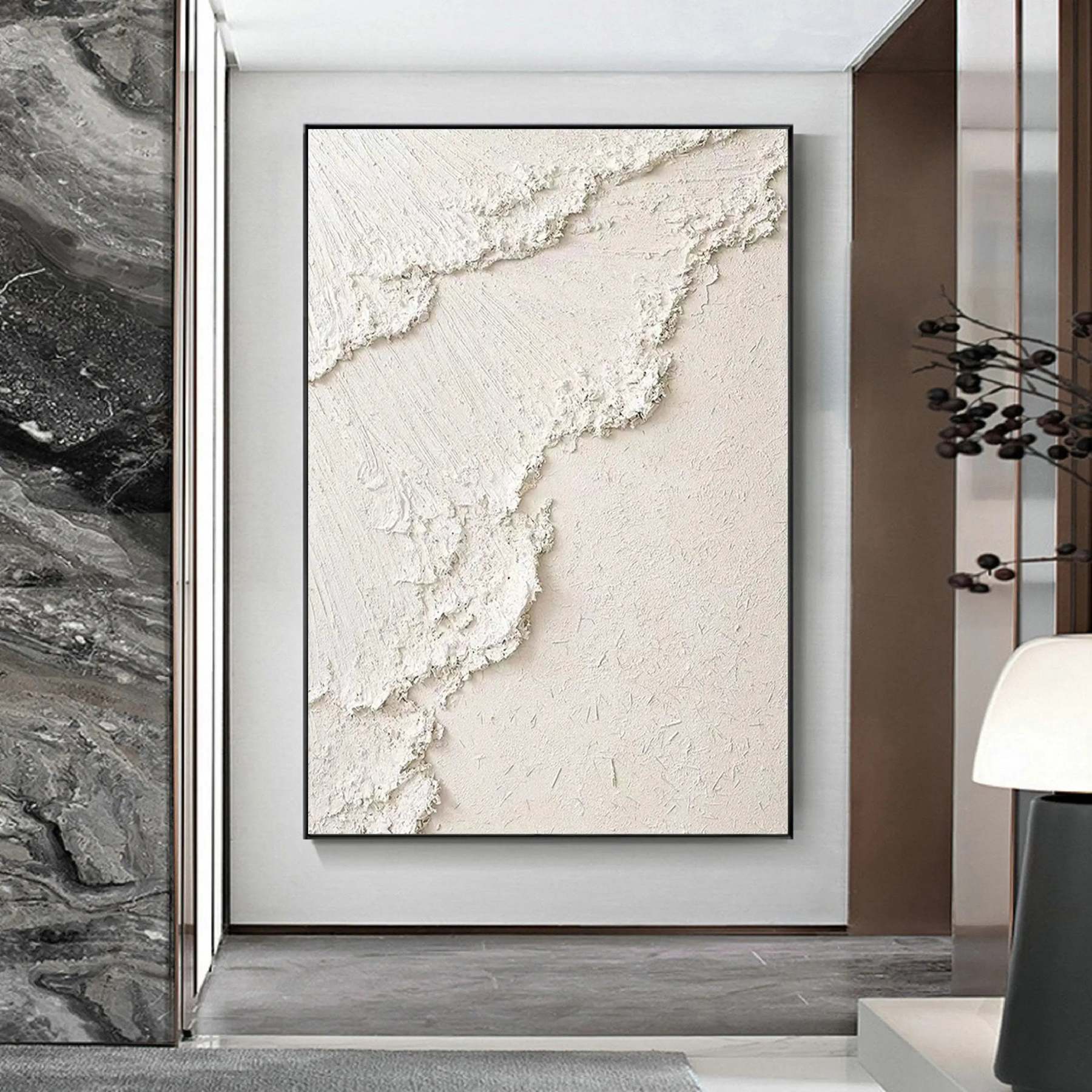 White Plaster Art Wall Painting Hand - painted #HM1461