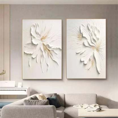 Plaster Art Painting hand - painted Set Of 2 #HM1432