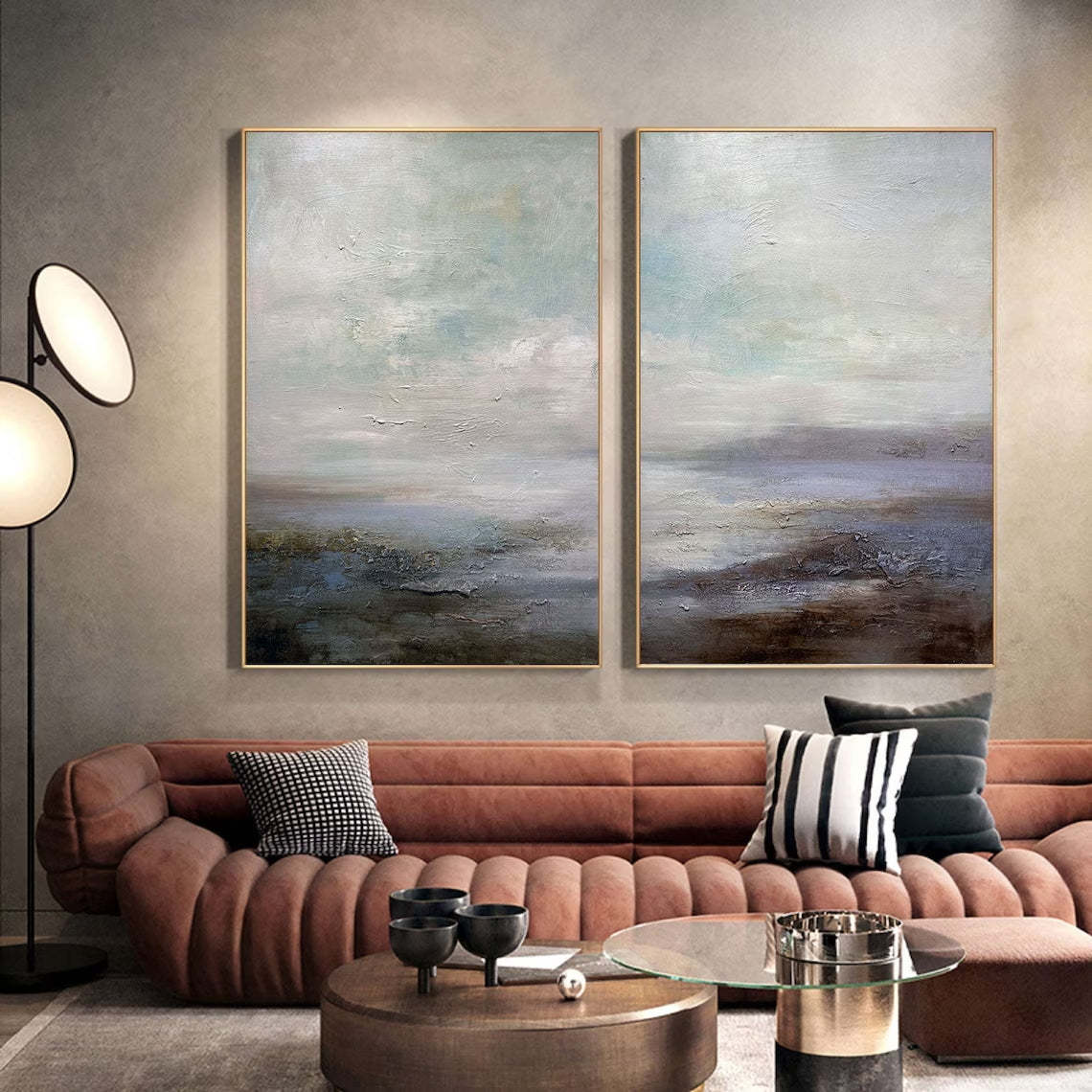 Landscape Art Painting hand-painted Set Of 2 #HM1431