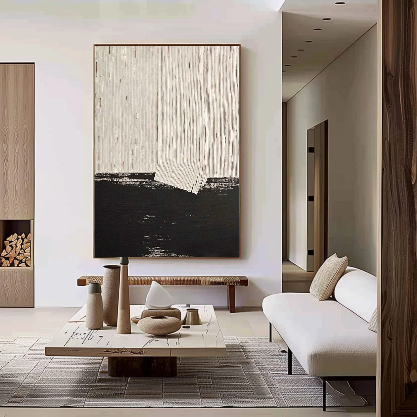 Black & White Minimalist Art Painting hand-painted #HM1840