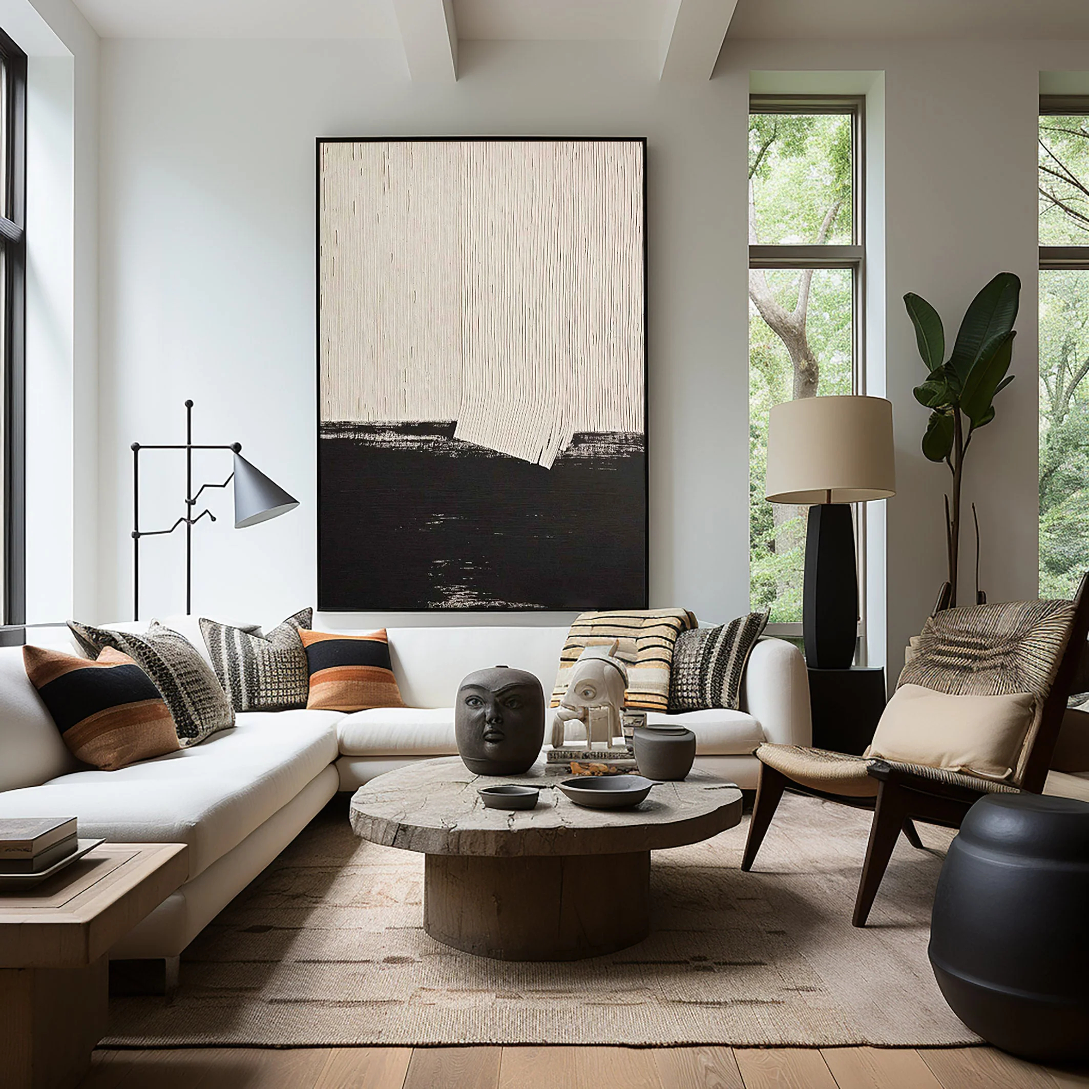 Black & White Minimalist Art Painting hand-painted #HM1840