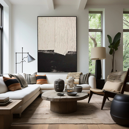 Black & White Minimalist Art Painting hand-painted #HM1840