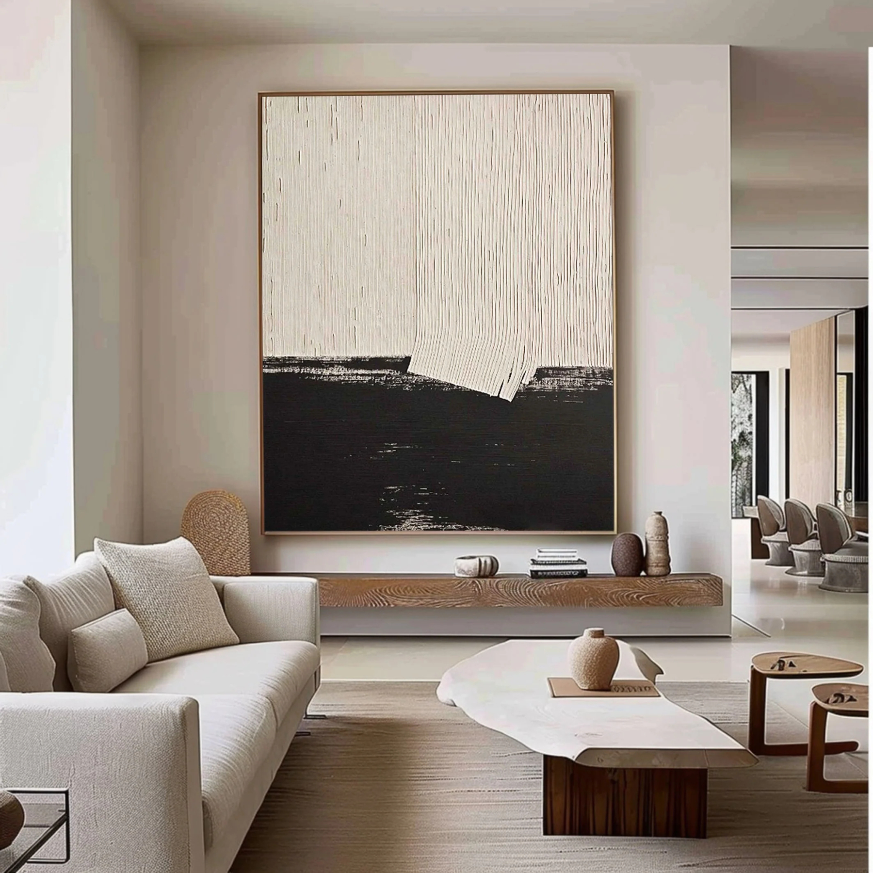 Black & White Minimalist Art Painting hand-painted #HM1840