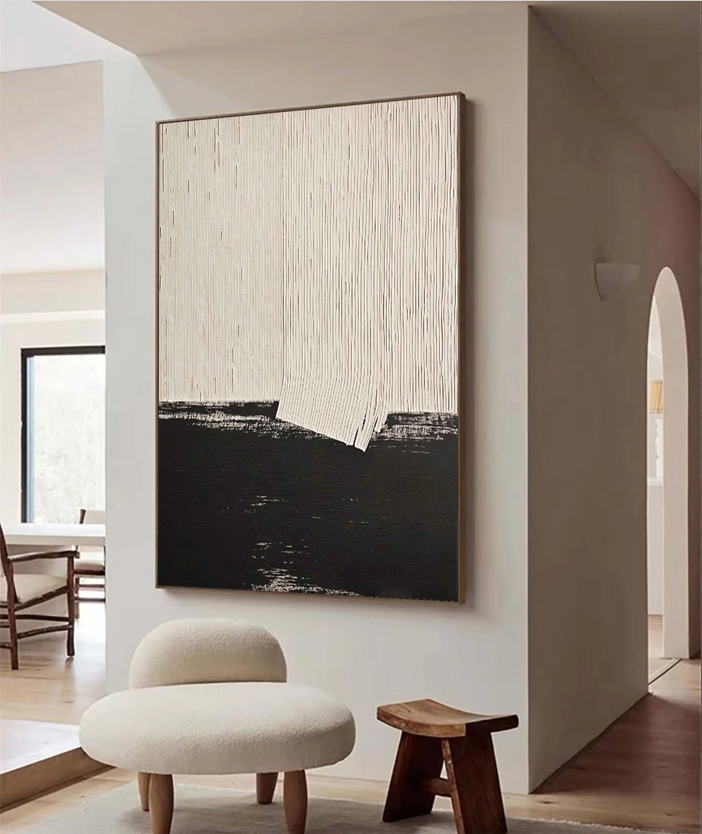 Black & White Minimalist Art Painting hand-painted #HM1840