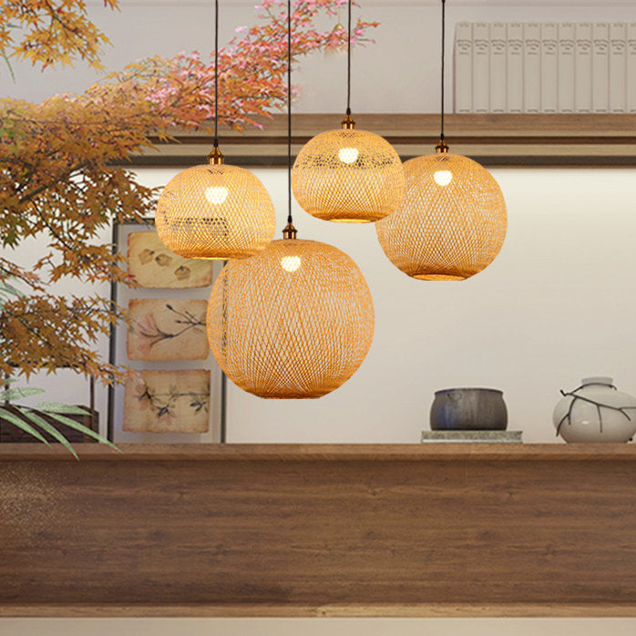 Hand-Woven Bamboo Shade Pendant Light-yohoLight