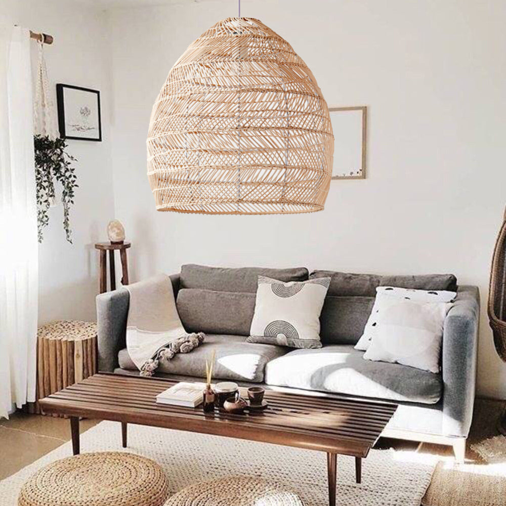 Hand Woven Wicker Lightshade Pendant Light-yohoLight