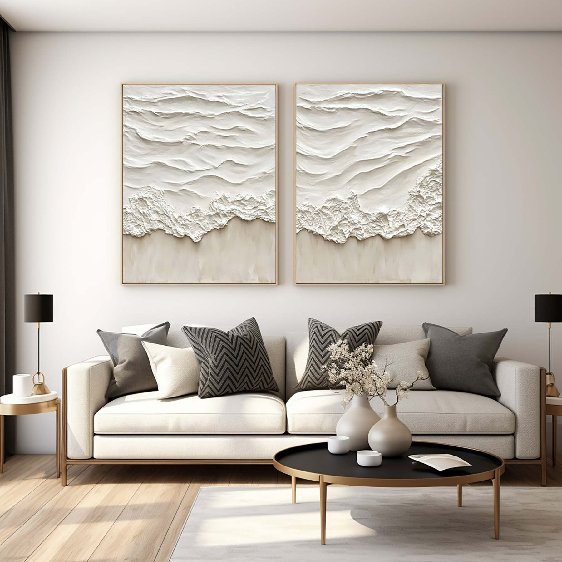 Plaster Art Painting hand - painted Set Of 2 #HM1709