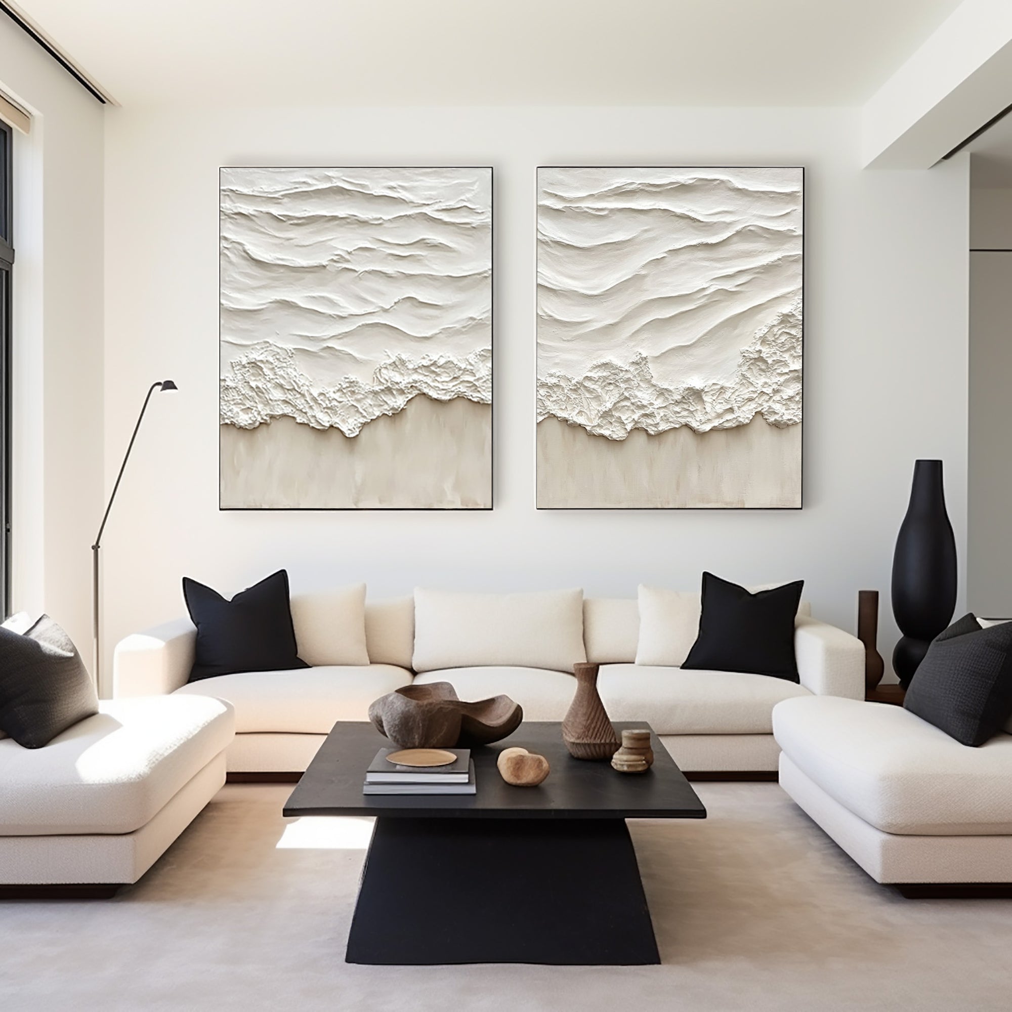 Plaster Art Painting hand - painted Set Of 2 #HM1709