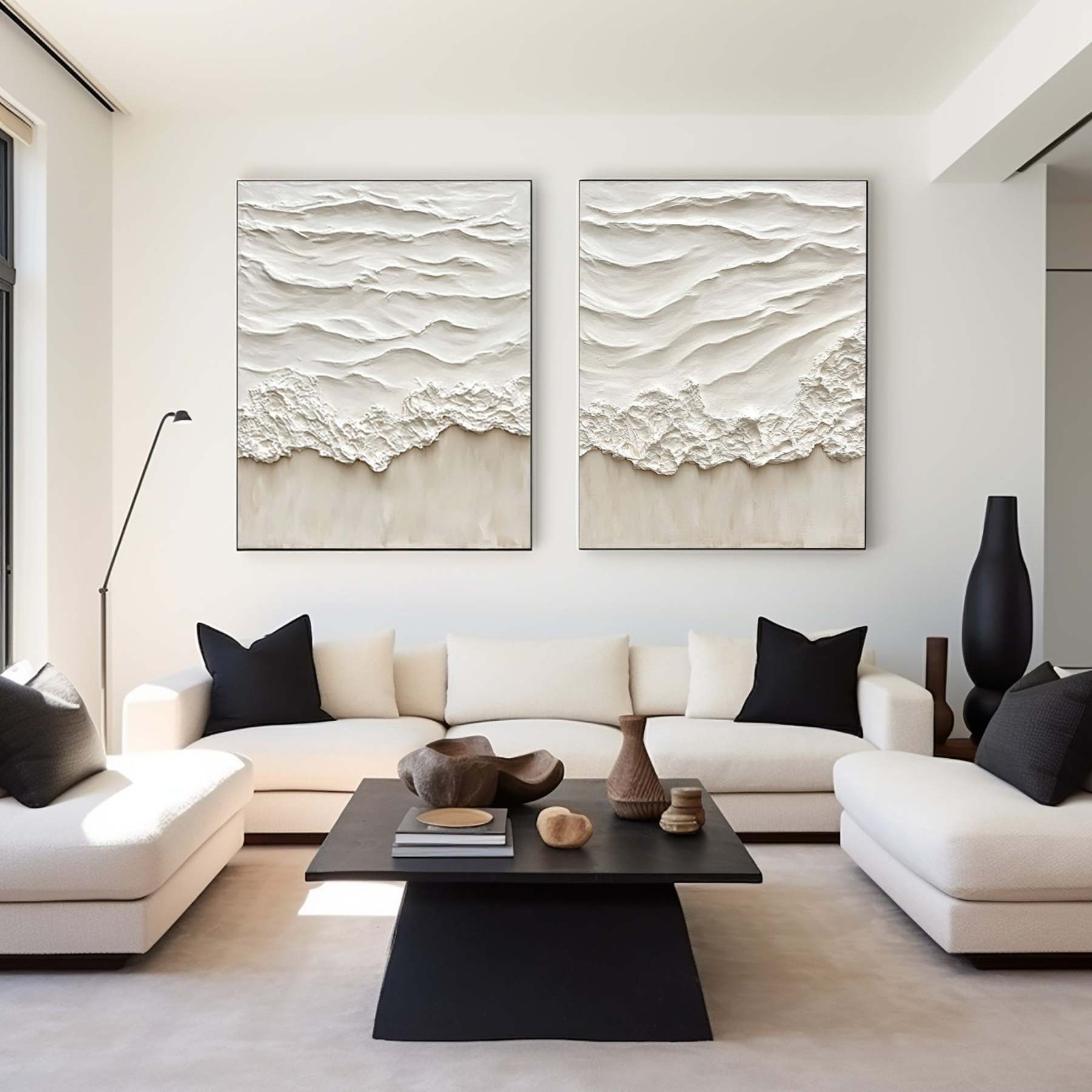 Plaster Art Painting hand - painted Set Of 2 #HM1709