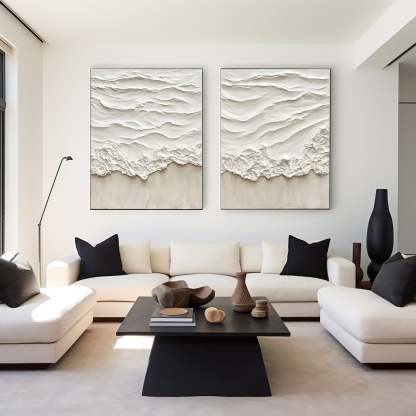 Plaster Art Painting hand - painted Set Of 2 #HM1709