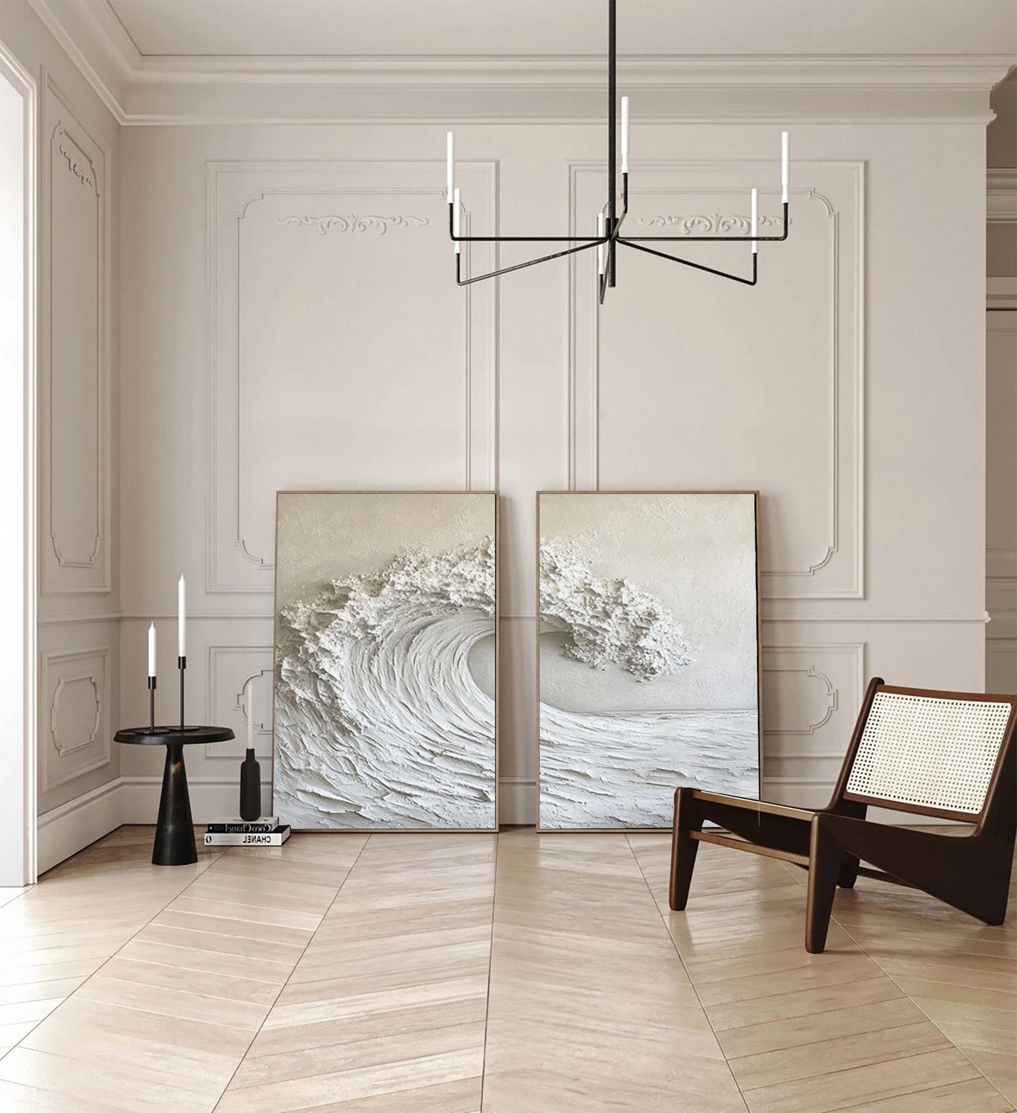 Plaster Art Painting hand - painted Set Of 2 #HM1707