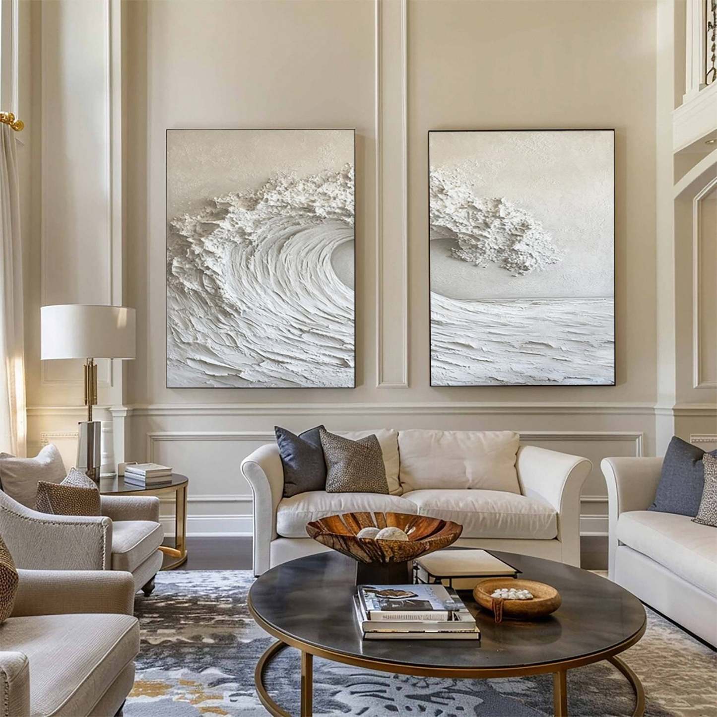 Plaster Art Painting hand - painted Set Of 2 #HM1707