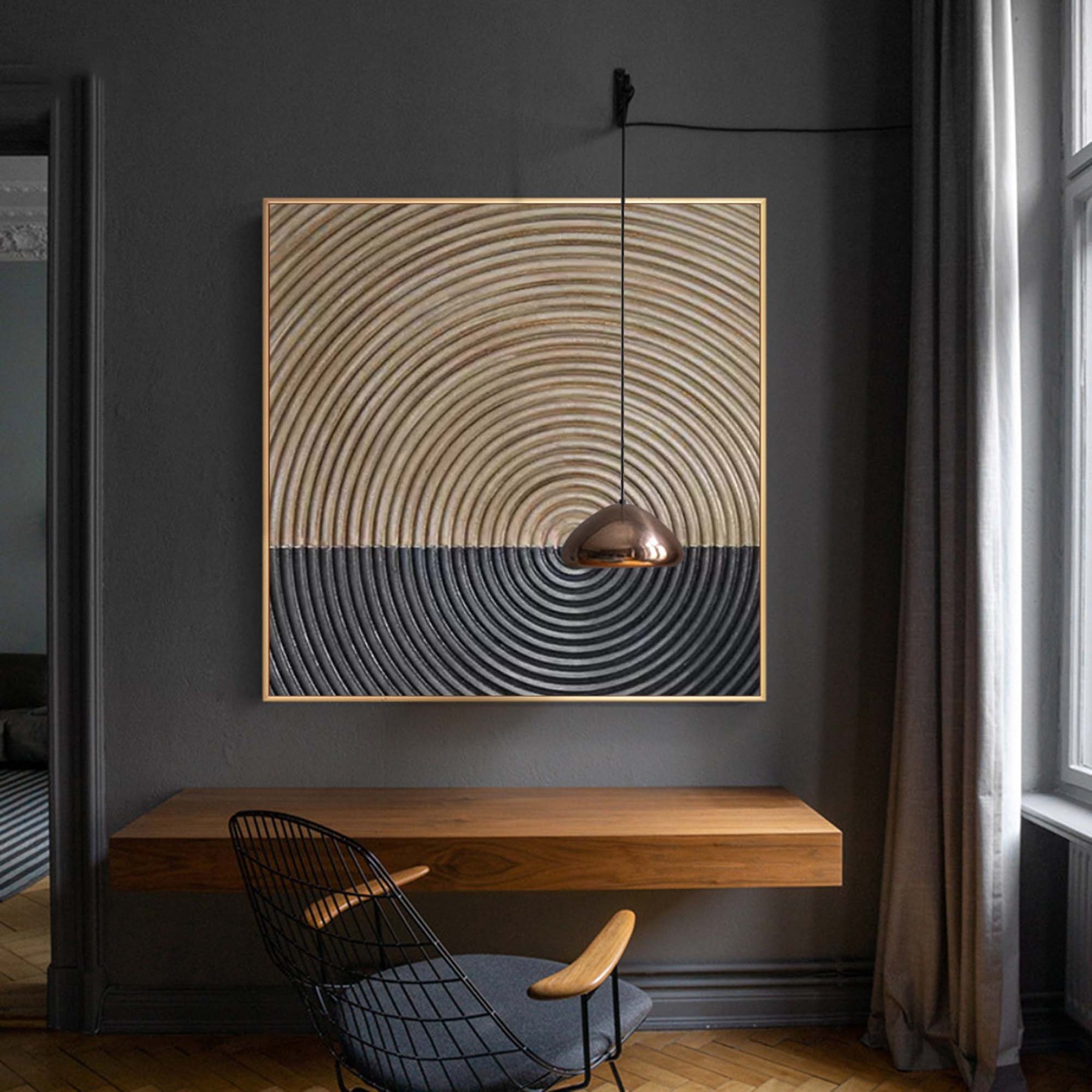 Plaster Art Painting hand - painted #HM663-Homemural