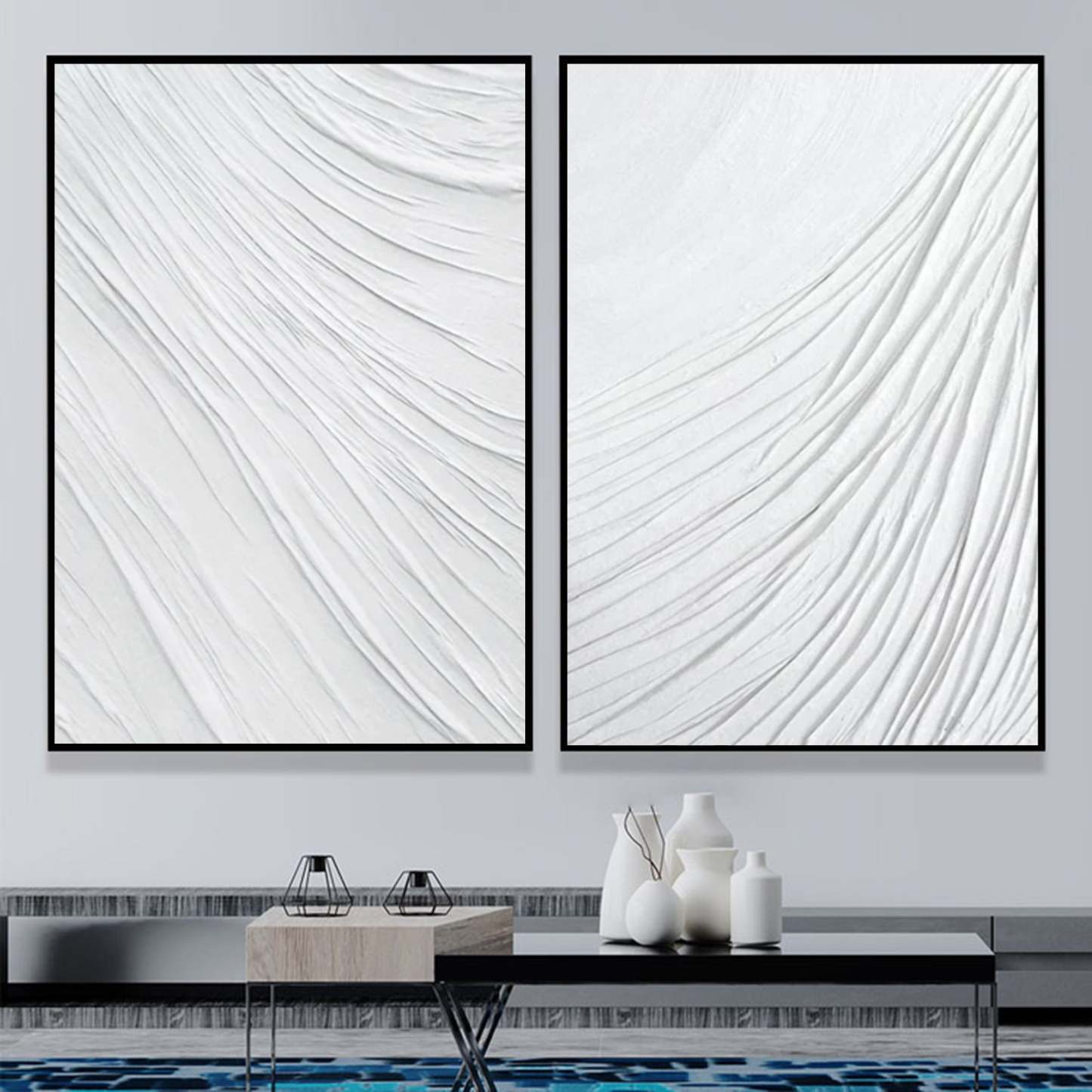 Plaster Art Painting hand - painted Set Of 2 #HM1296