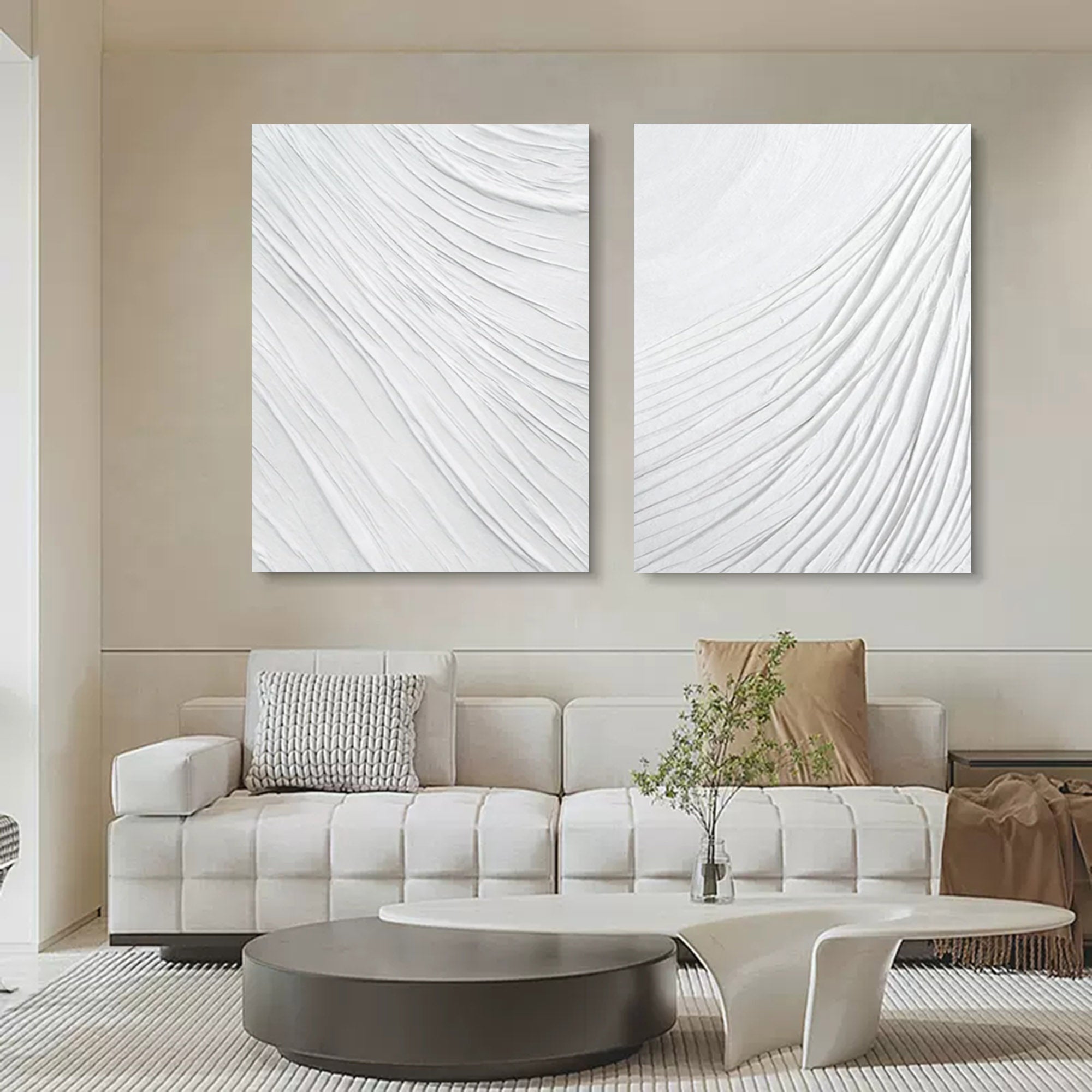 Plaster Art Painting hand - painted Set Of 2 #HM1296