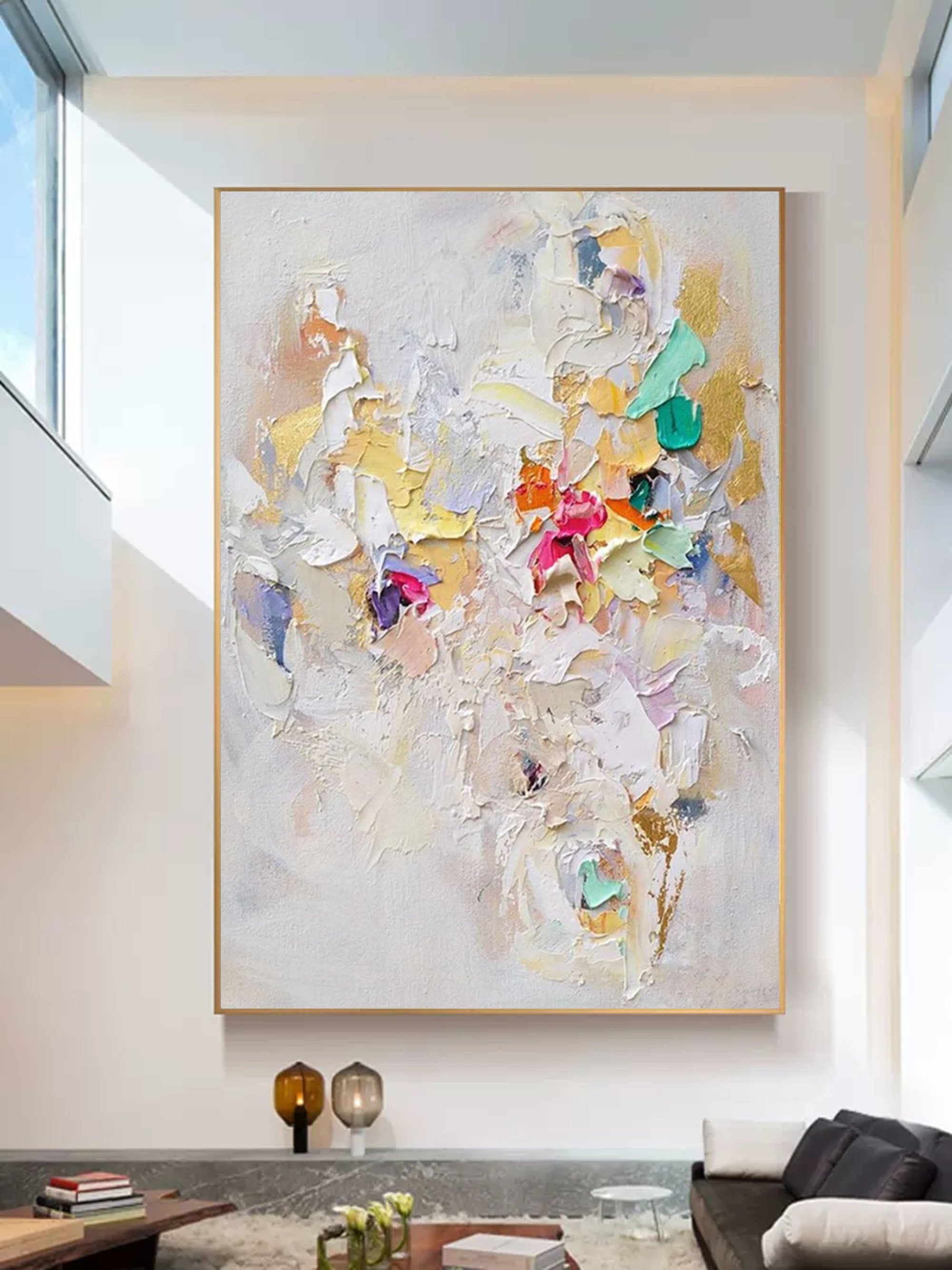 Plaster Art Painting hand - painted #HM697-Homemural