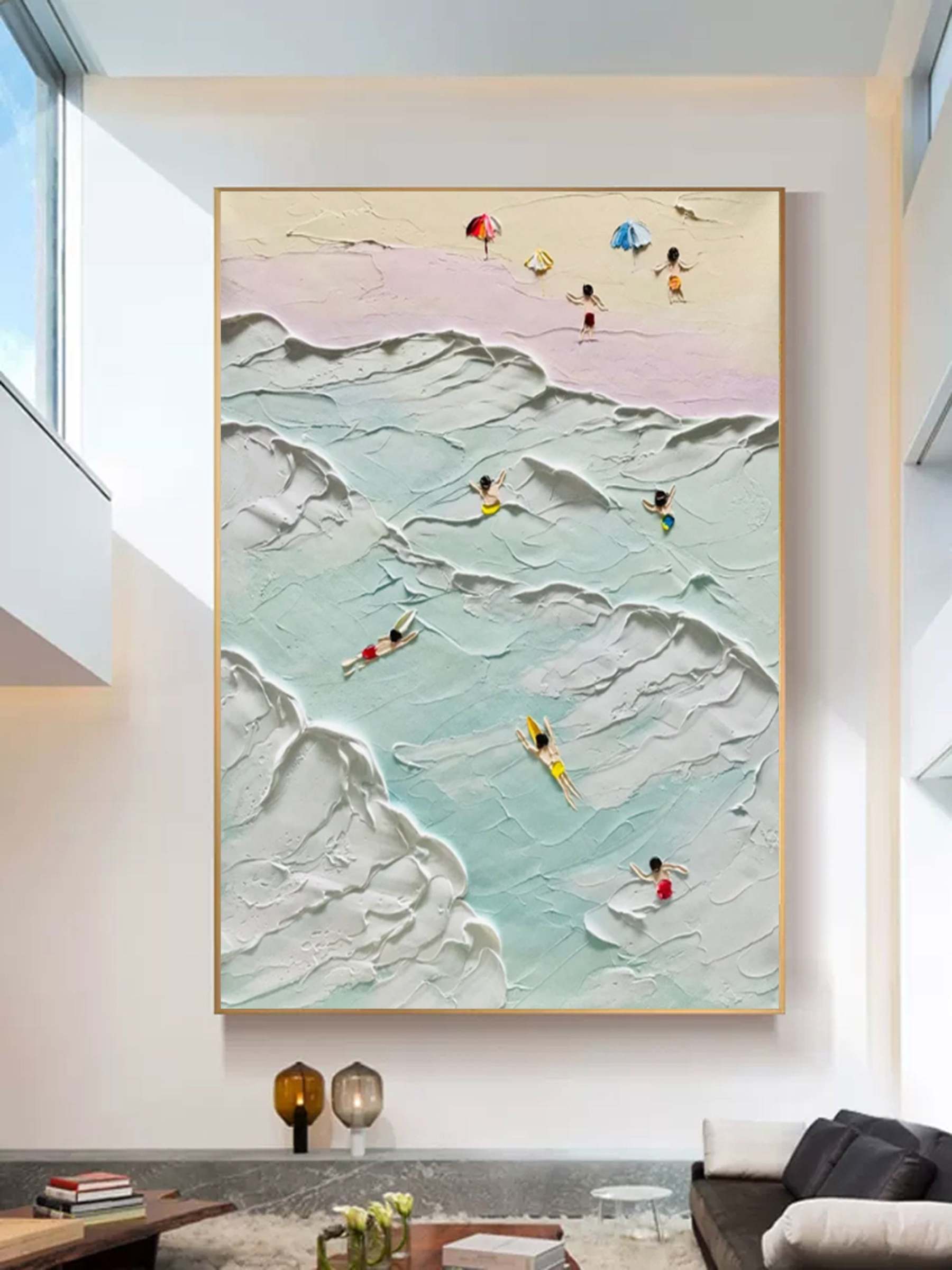 Plaster Art Painting hand - painted #HM385-Homemural