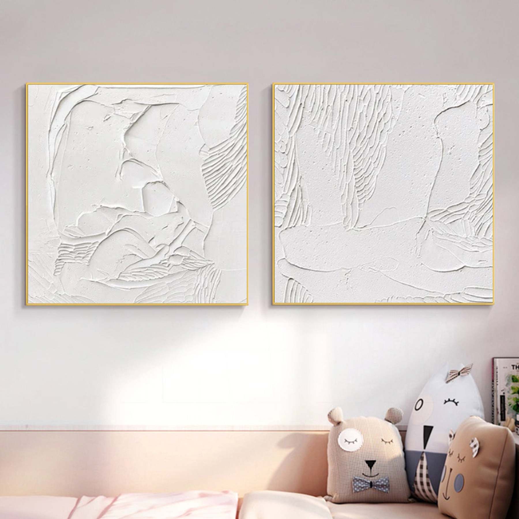 Plaster Art Painting hand - painted Set Of 2 #HM1307