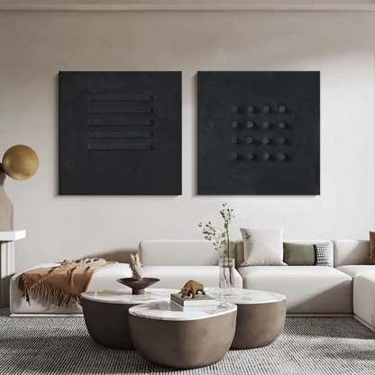 Plaster Art Painting hand - painted Set Of 2 #HM635-Homemural