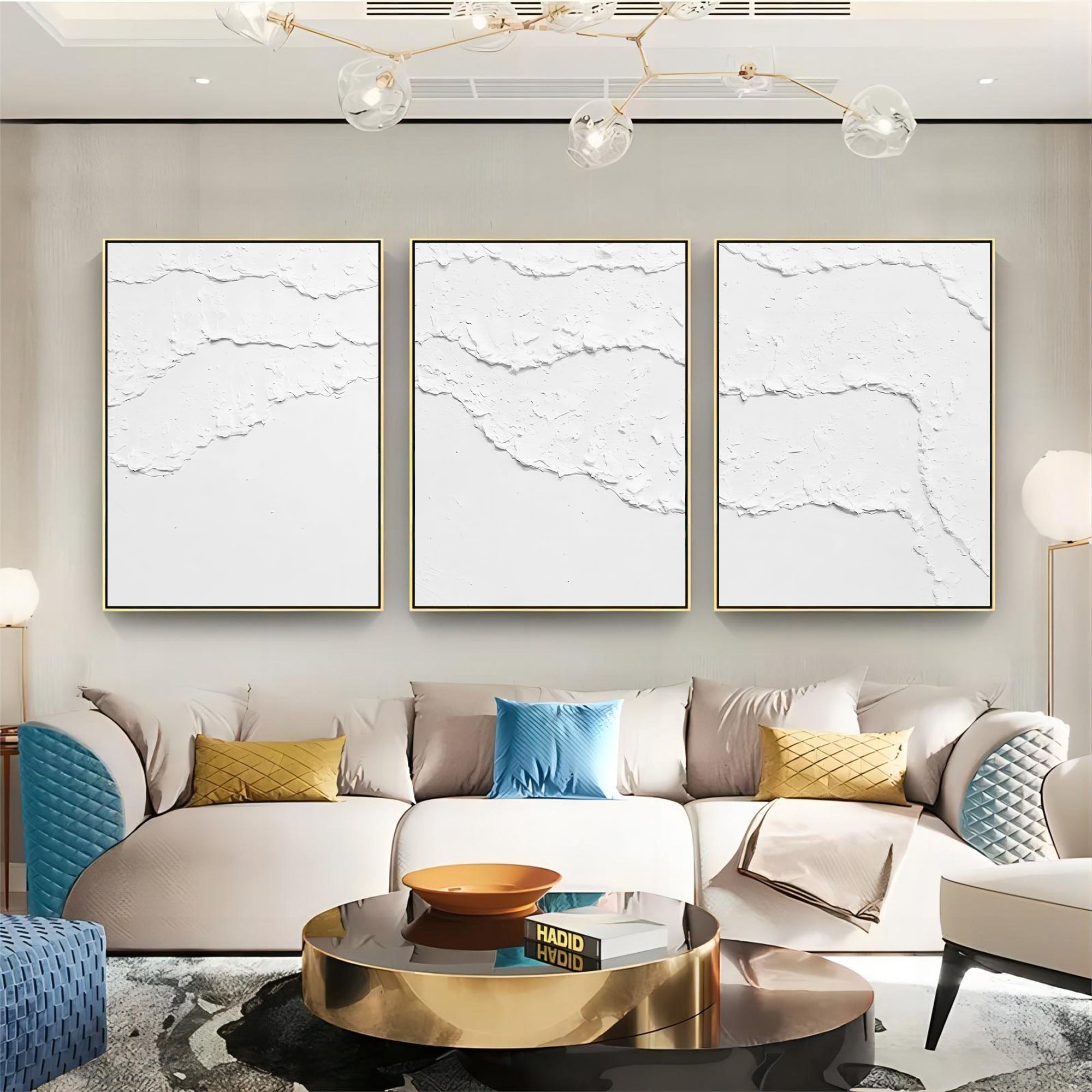 Plaster Art Painting hand - painted Set of 3 #HM1293