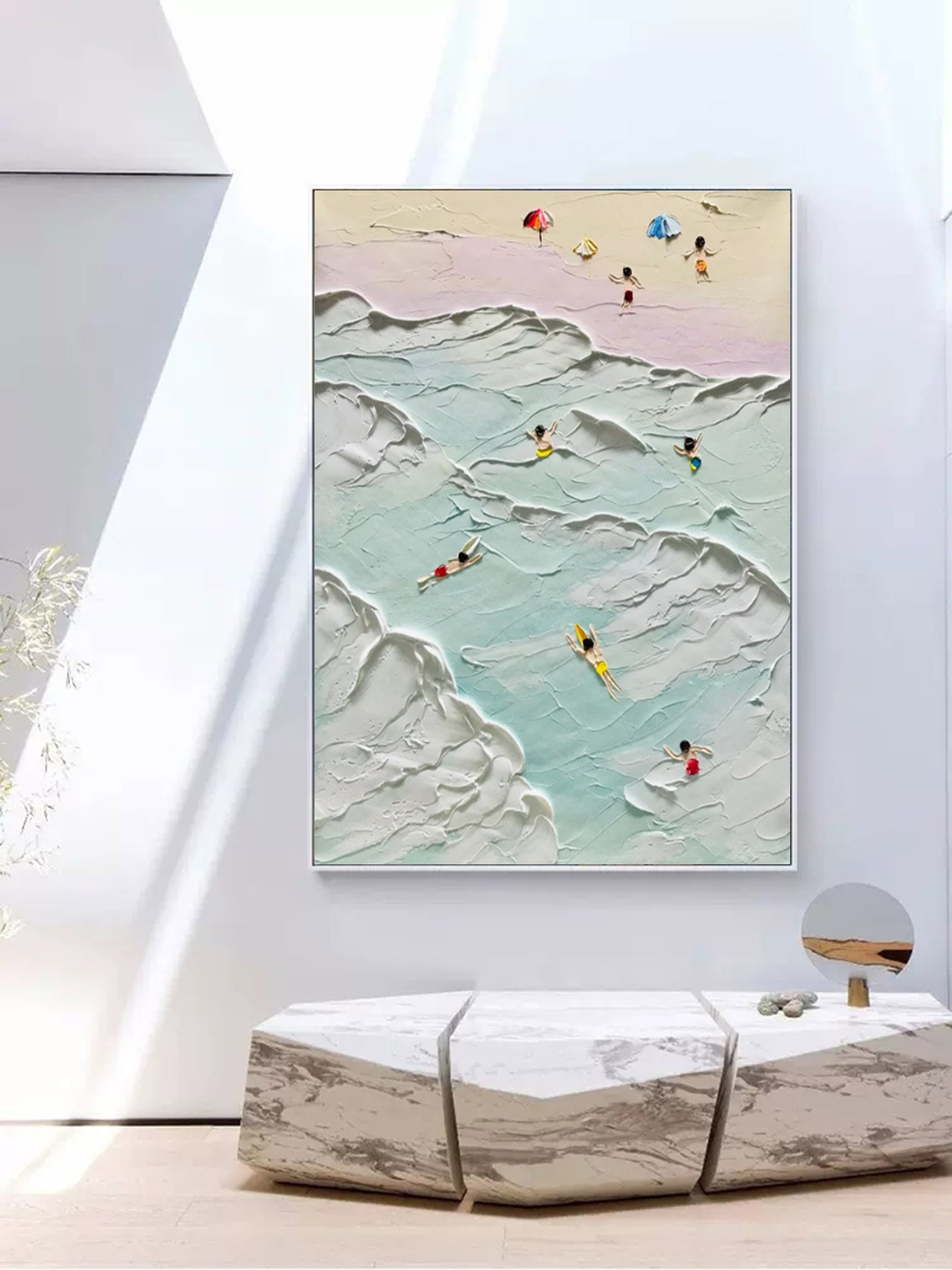 Plaster Art Painting hand - painted #HM385-Homemural