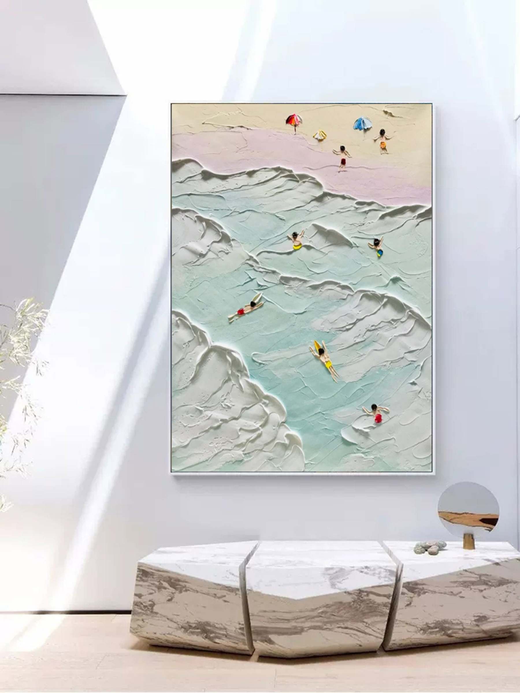 Plaster Art Painting hand - painted #HM385-Homemural
