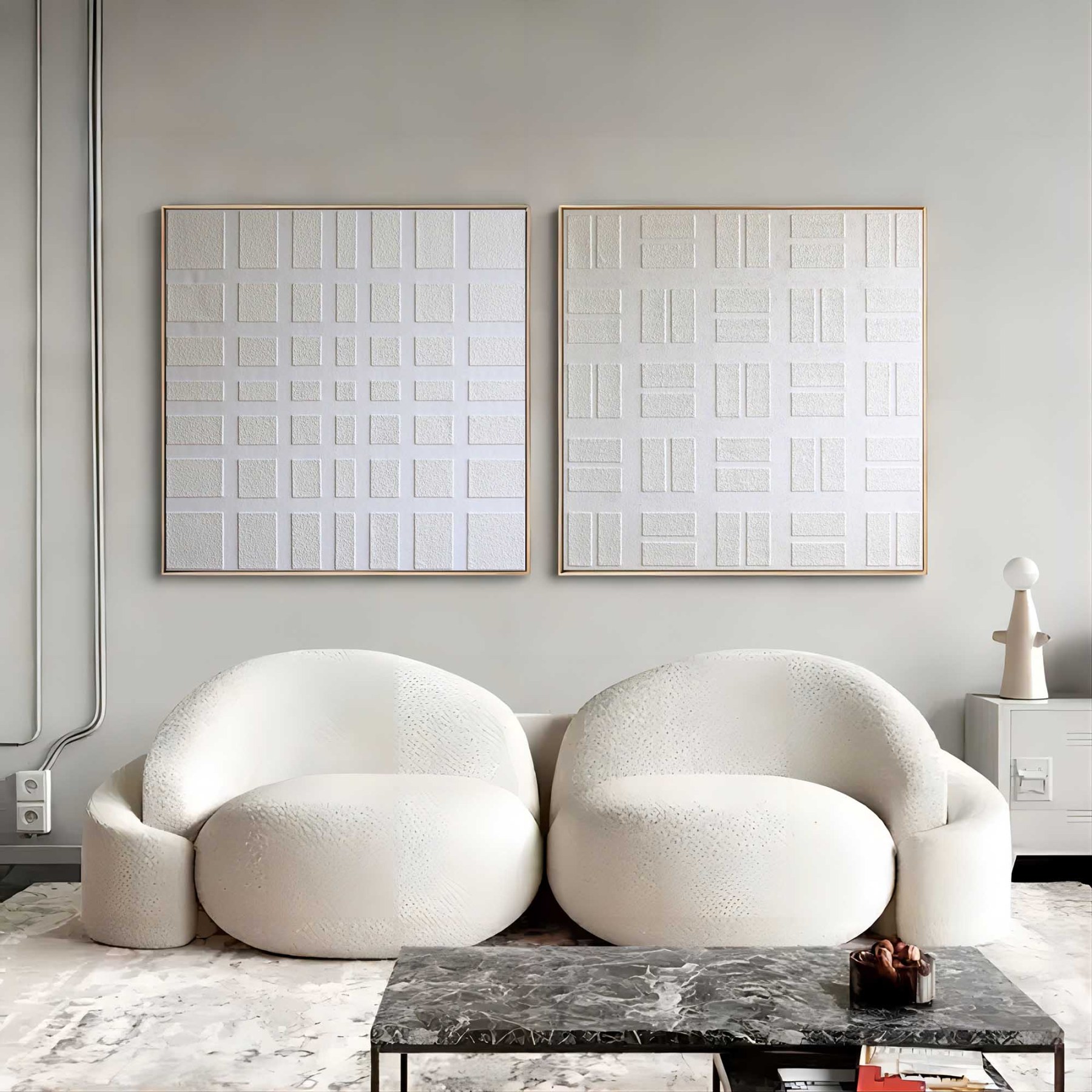 Plaster Art Painting hand - painted Set Of 2 #HM1298