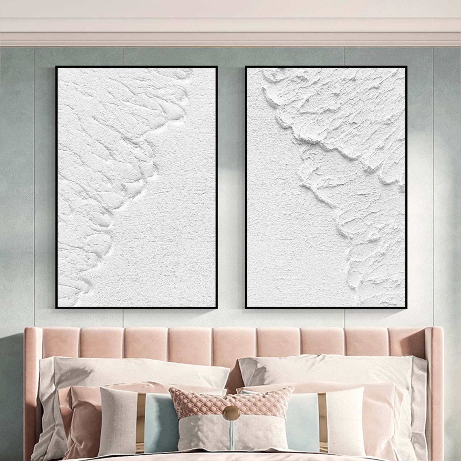 Plaster Art Painting hand - painted Set Of 2 #HM1289